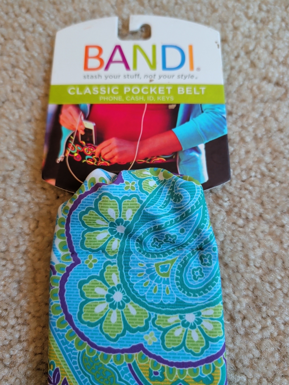 BANDI Classic Travel Pocket Belt – Turquoise Floral